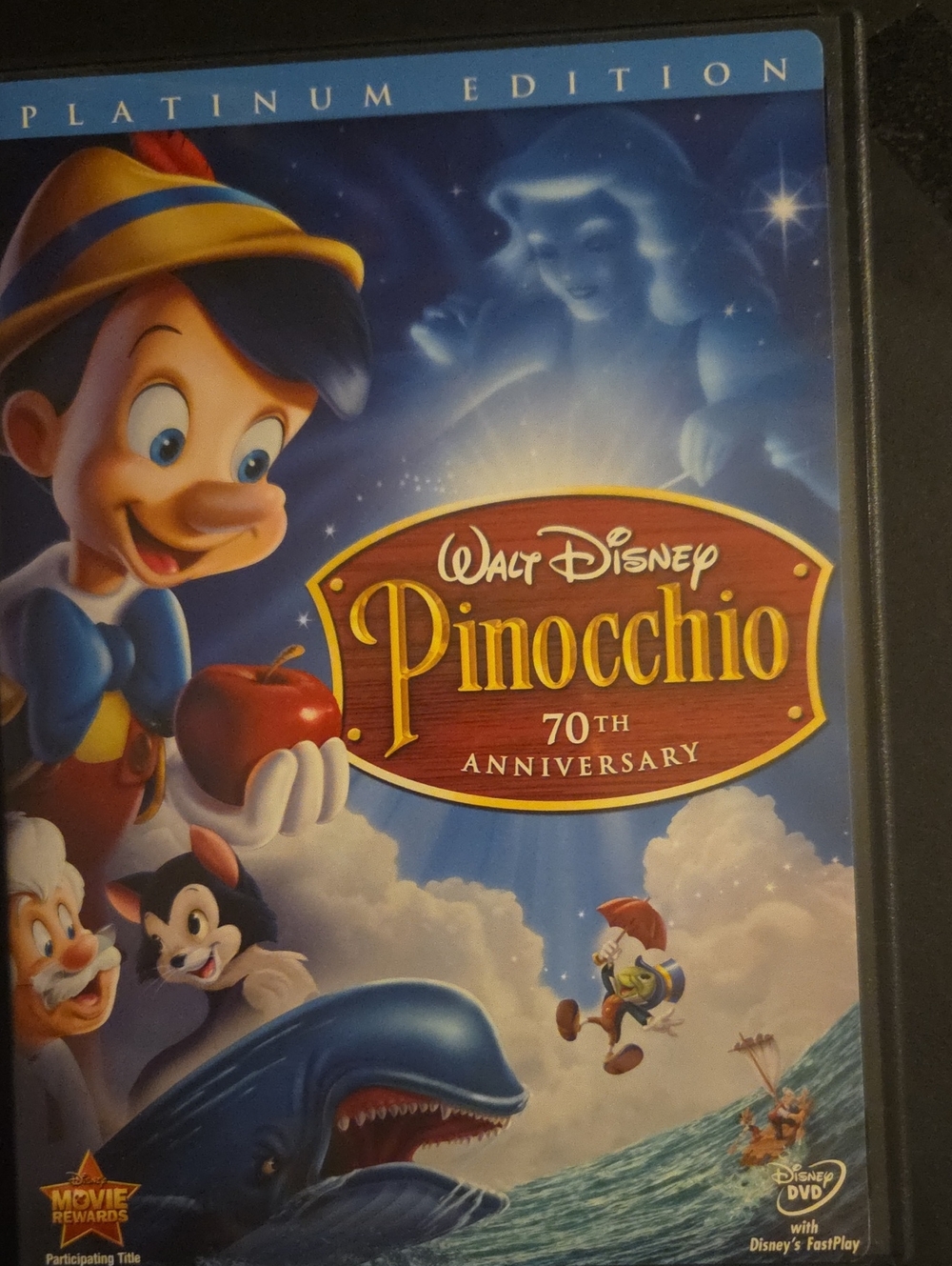 Disney Pinocchio 70th Anniversary DVD - Blue Cover with Red Accent